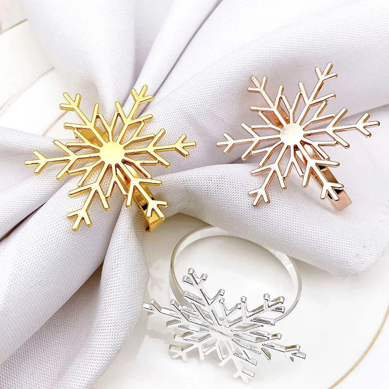 1pcs Christmas Snowflake Shaped Napkin Rings Dinning Table Setting Button Napkin Ring Wedding Table Decoration Accessories