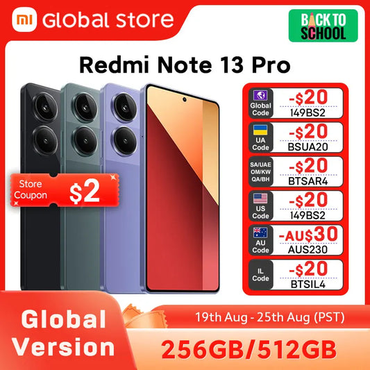 New Global Version Xiaomi Redmi Note 13 Pro 4G Smartphone MTK Helio G99-Ultra 6.67" AMOLED display 67W Turbo Charge with 5000mAh