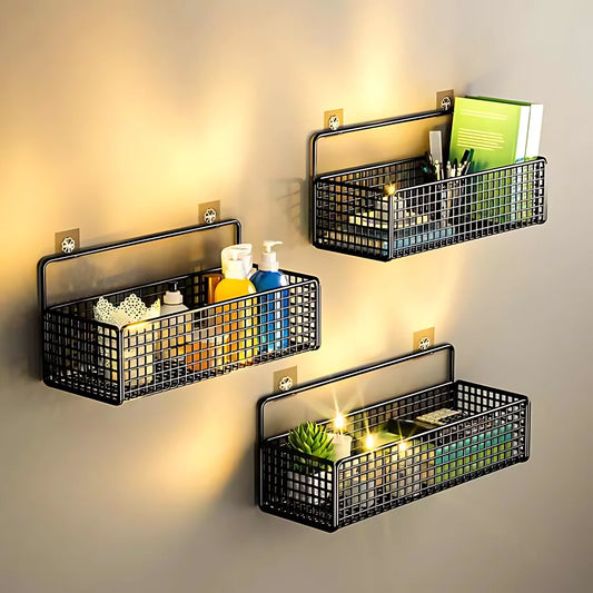 Bathroom Organiser Multifunctional Toiletries Organiser No-Punch Bathroom Shelf Bathroom Kitchen Wall Mount Storage Rack