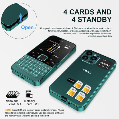 Original SERVO Ultra700 NFC Unlocking Handset Phone 4 SIM 2G GSM Call Recording Flashlight Qwerty Keyboard Mobile Phones Type-C