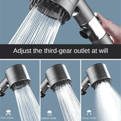 High Pressure Shower Head 3 Modes Adjustable Water Saving Shower One-Key Stop Water Massage Shower Head With Filter Element