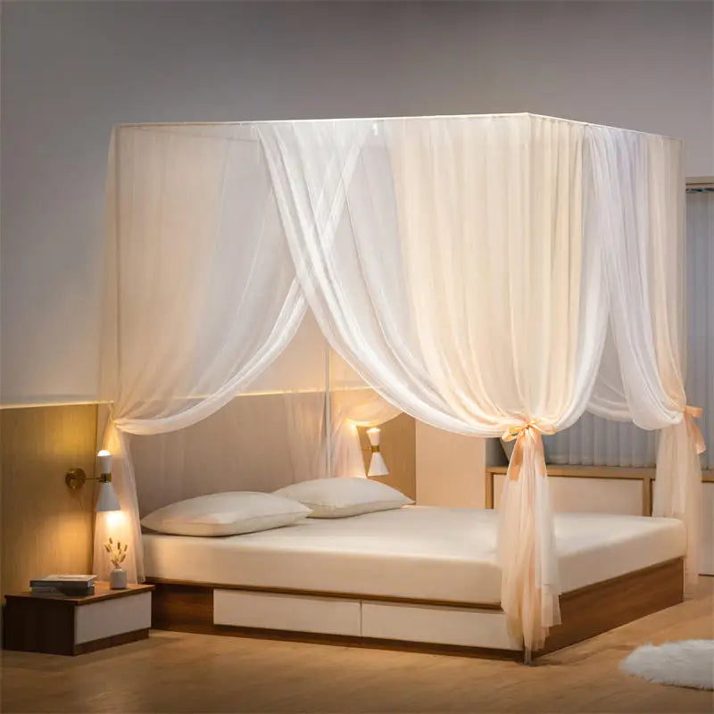 Aesthetic Palace bed Mosquito Net Bed Canopy four door Double Layer Bed Valance room wedding decoration Bed cover bed Curtains