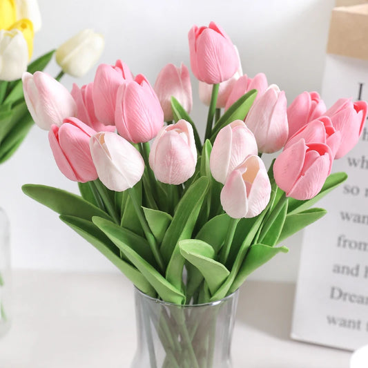 5/10Pcs Artificial Flowers Tulip Bouquet PE Fake Flowers Wedding Garden Decoration Outdoor Home Garden Bouquet Vase Decor Plants