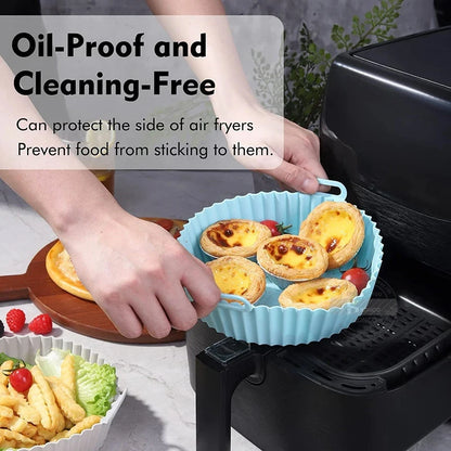 Silicone Air Fryers Oven Baking Tray Pizza Fried Chicken Airfryer Silicone Basket Reusable Airfryer Pan Liner Accessories