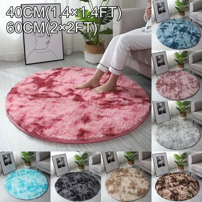 Circle Round Shaggy Rug Tie-dye Plush Carpet Living Room Bedroom Carpet Floor Mat Anti-Skidb Home Textile Solid Pattern