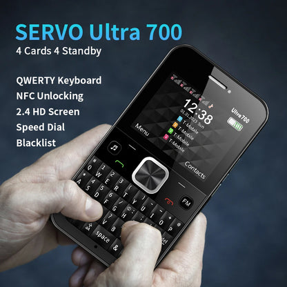 Original SERVO Ultra700 NFC Unlocking Handset Phone 4 SIM 2G GSM Call Recording Flashlight Qwerty Keyboard Mobile Phones Type-C