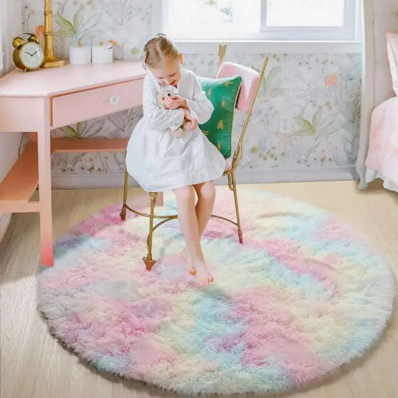 Super Soft Plush Round Rug Mat Fluffy White Carpets For Living Room Home Decor Bedroom Kid Room Decoration Salon Thick Pile Rug