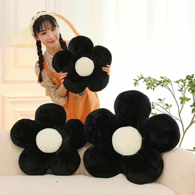 Flower Sitting Cushion Sofa Pad Office Chair Cushion Black White Seat Pad Seat Sofa Cushion Lumbar Support Pillow Room Decor