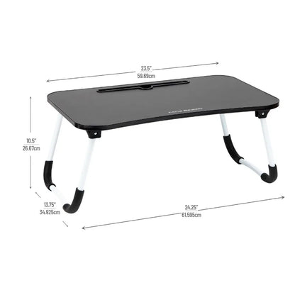 Foldable Bed Tray, Lap Desk with Fold-Up Legs, Freestanding Portable Table for Laptop, Tablet, Reading, Black