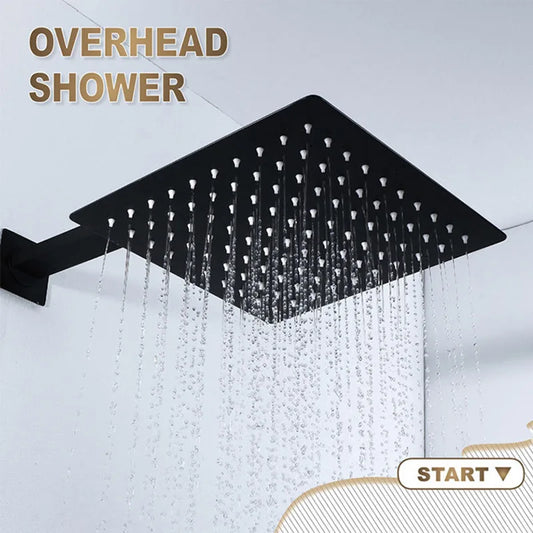 Square Round Shape Stainless Steel Ultra-thin Waterfall Rain Large Shower Head Pressurized Bathroom Accessories