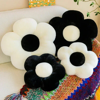 Flower Sitting Cushion Sofa Pad Office Chair Cushion Black White Seat Pad Seat Sofa Cushion Lumbar Support Pillow Room Decor