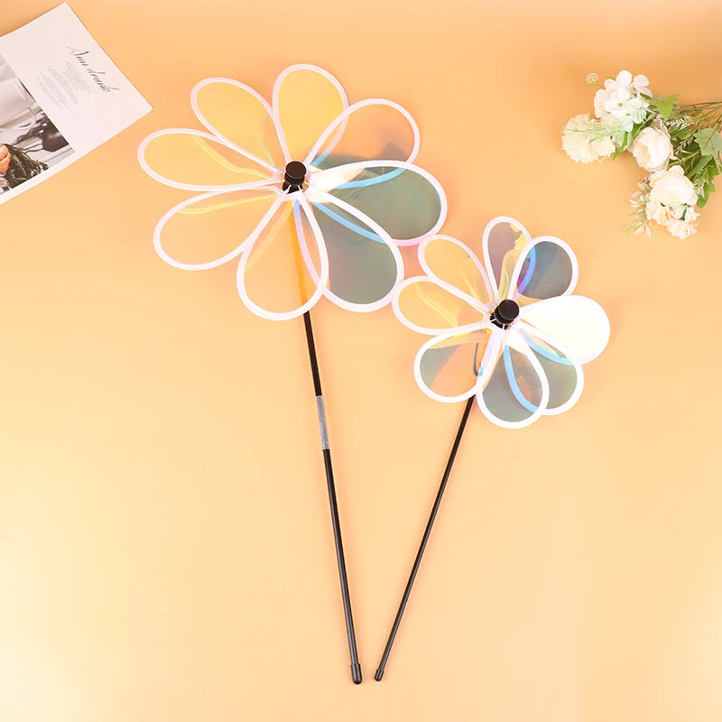 1Pc Sunflower Windmill Pinwheel Colourful Sequins Foldable Windmill Carry Camping Picnic Home Garden Decoration