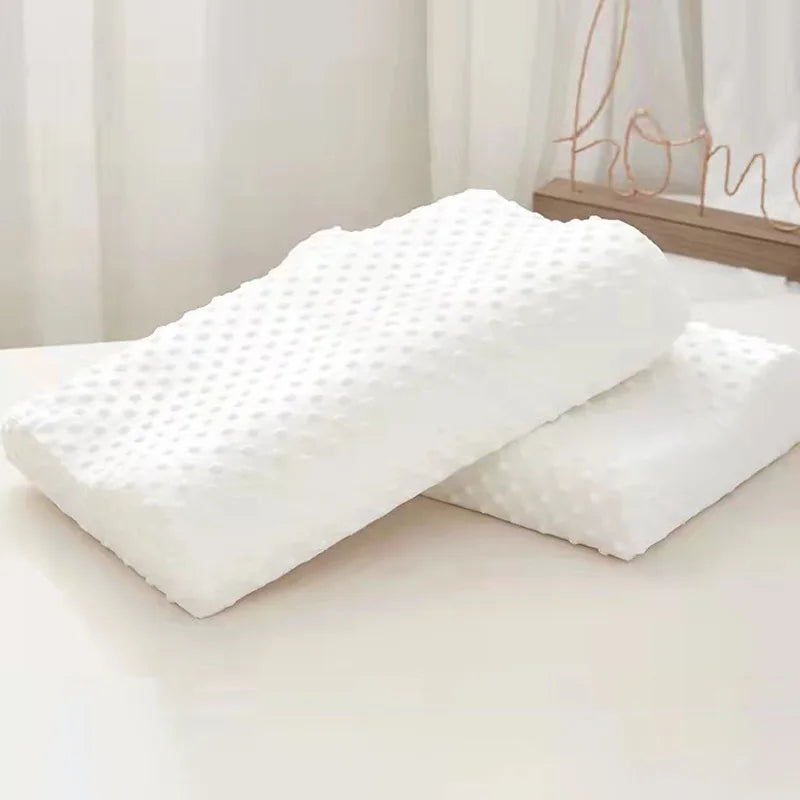 1PC 30x50cm Latex Memory Pillow With Cover White Massage Orthopedic Slow Rebound Relax Protector Sleeping Replacement Supplies