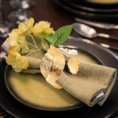 Gold Leaf Napkin Rings Leaves Matte Napkin Holder Rings for Thanksgiving Wedding Christmas Home Dinning Table Decor Accessories