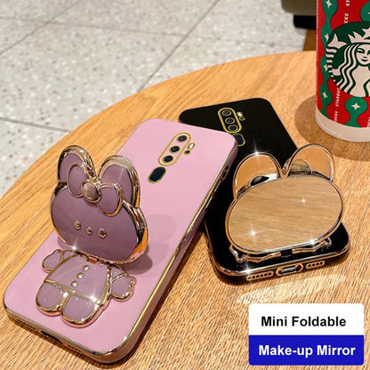 A 9 A 5 Makeup Mirror Cute Rabbit Phone Holder Case On For Oppo A9 A5 2020 A11x OppoA92020 Girl OppoA11X Woman Used Luxury Cover