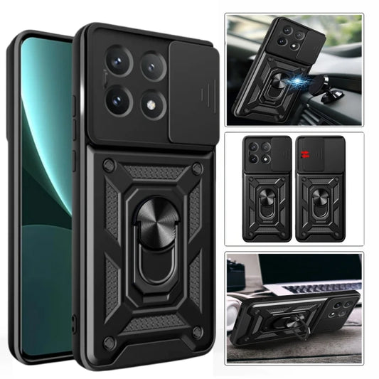 For POCO X6 Pro C65 M6 Pro 4G Case Cover Slide Camera Lens Protect Funda for Xiaomi 13T Pro Redmi 13C Note 13 Pro Plus 5G Coque