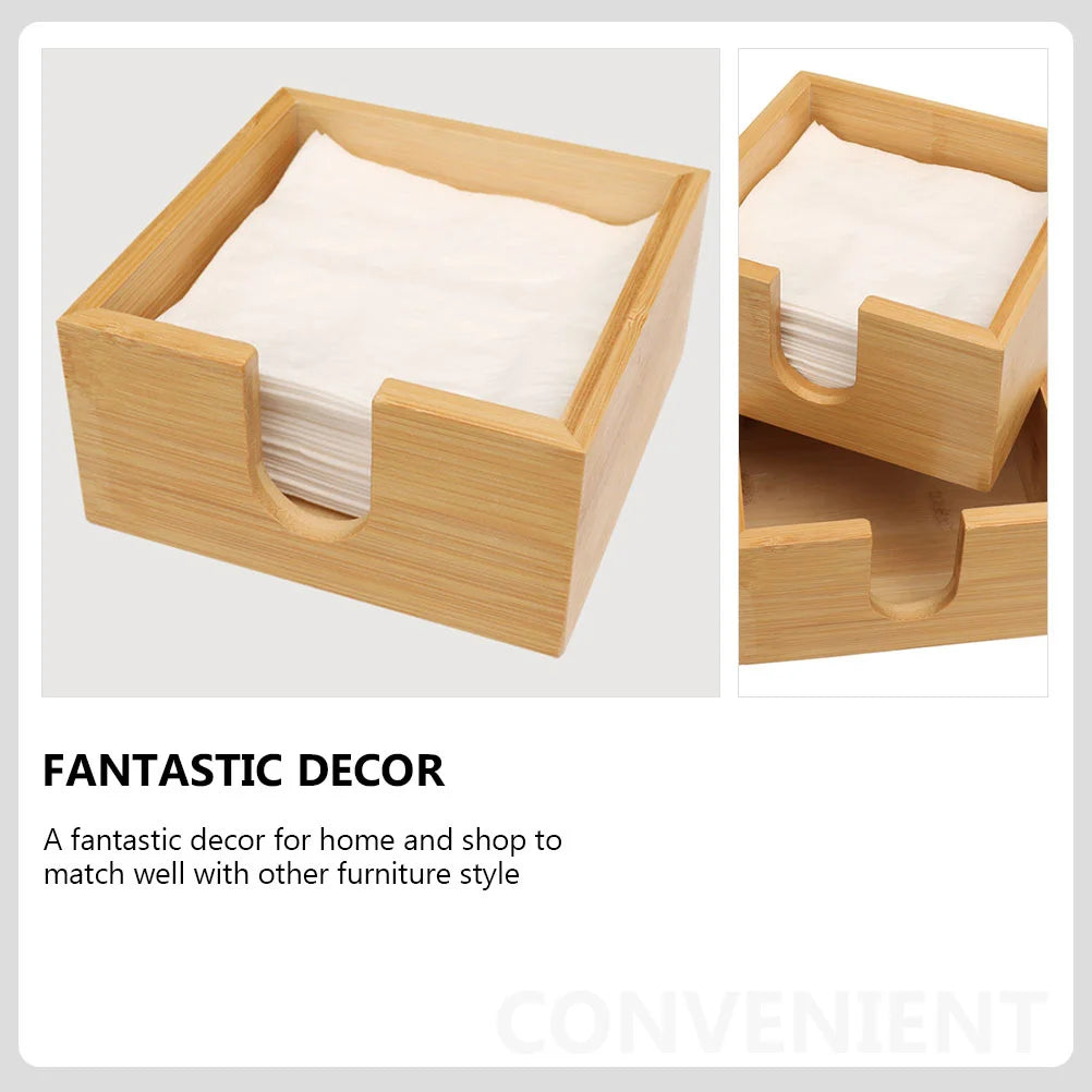 Tissue Box Napkin Holder for Table Multi-function Case Bamboo Home Accessory Restaurant Household