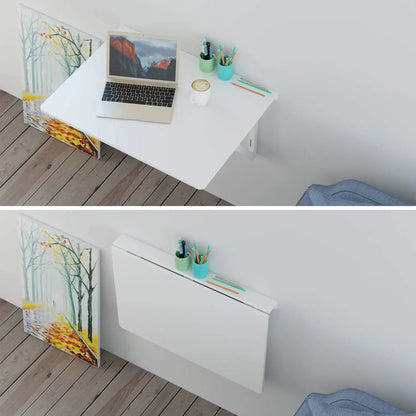 Homfa Made Of Wood Folding Table For Wall Space Saver Computer Desk And Multi-Purpose Coffee Table White