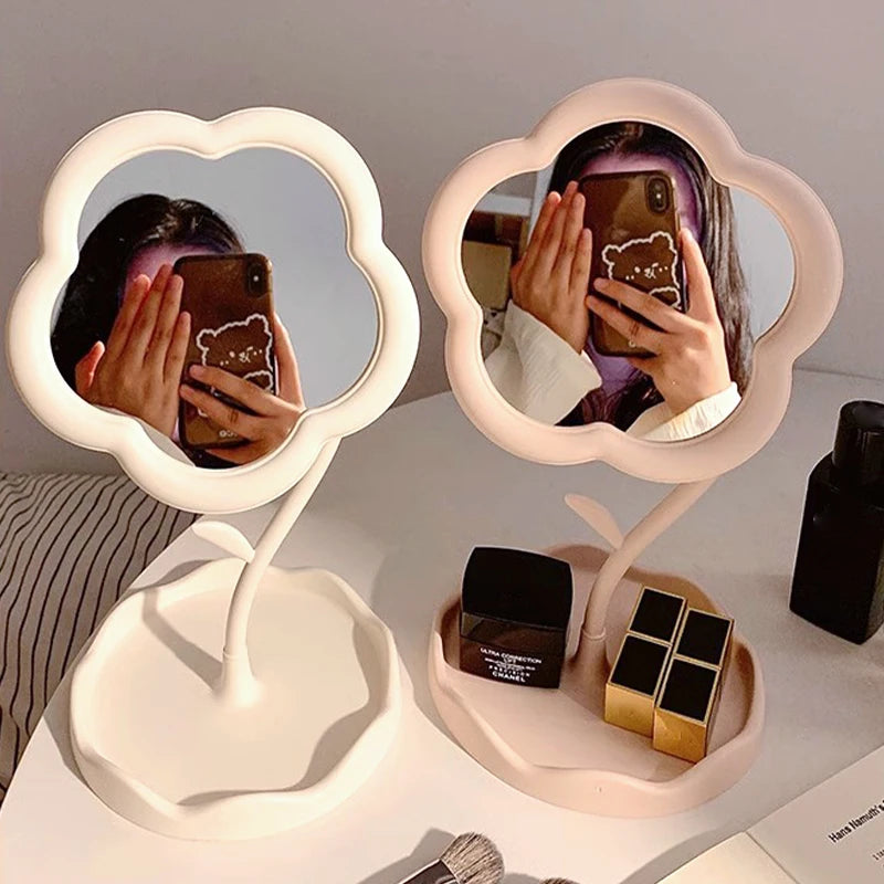 Flower Shaped Mirror Decorative Mirrors Makeup Mirror Multifunctional Jewelry Storage Room Tabletop Mirror Home Table Decor