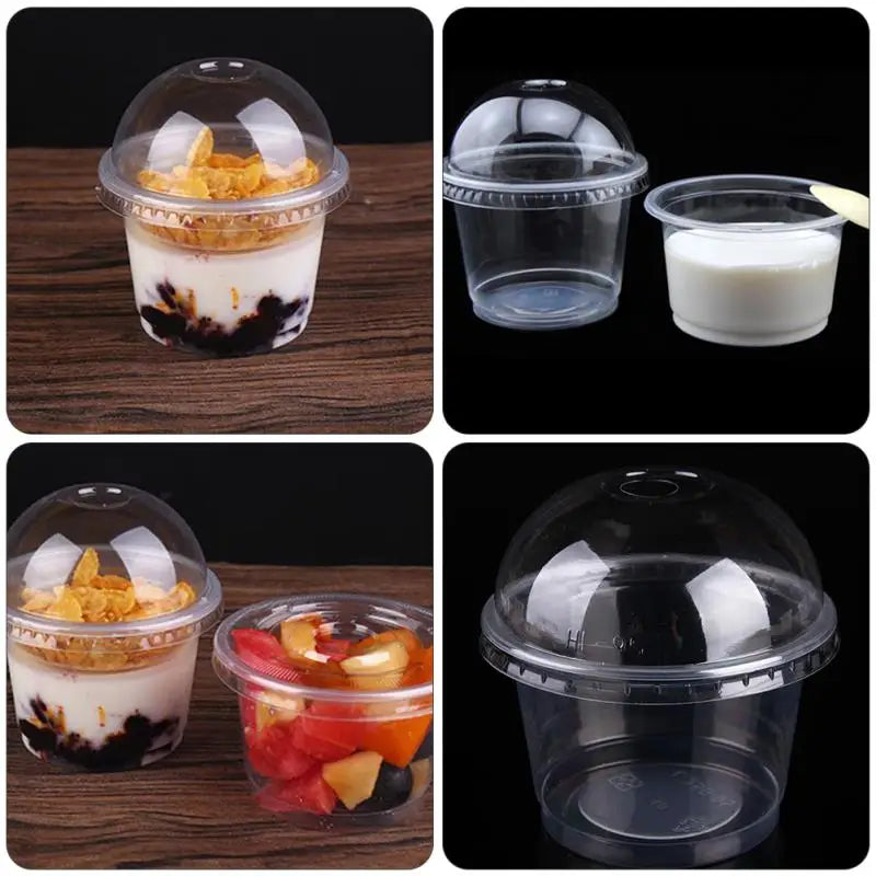 Cups Dessert Plastic Bowls Cup Ice Bowl Containers Cream Disposable Lids Fruit Clear Food Pudding With Lid Salad