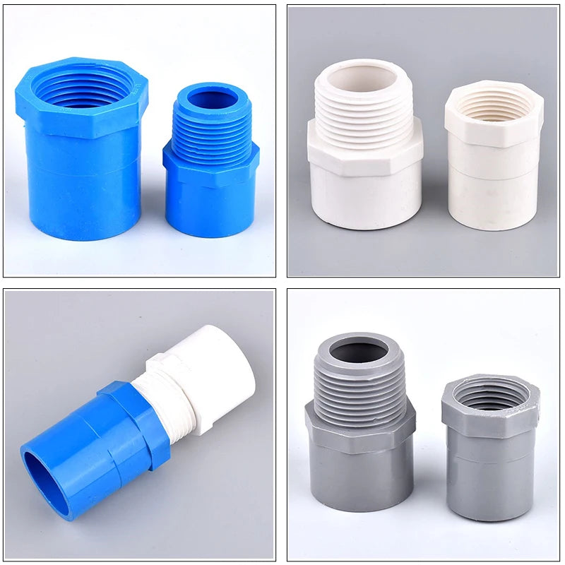 1/2" ~2.5" Male/Female Thread to Inner Diameter 20~75mm PVC  Water Connector Aquarium Fish Tank Irrigation Water Pipe Fitting