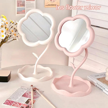 Flower Shaped Mirror Decorative Mirrors Makeup Mirror Multifunctional Jewelry Storage Room Tabletop Mirror Home Table Decor