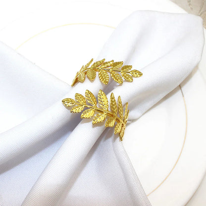 100Pcs Farmhouse Napkin Rings Wheat Napkin Holder Gold Leaf Serviette Ring for Wedding Thanksgiving Party Dinning Table Decor