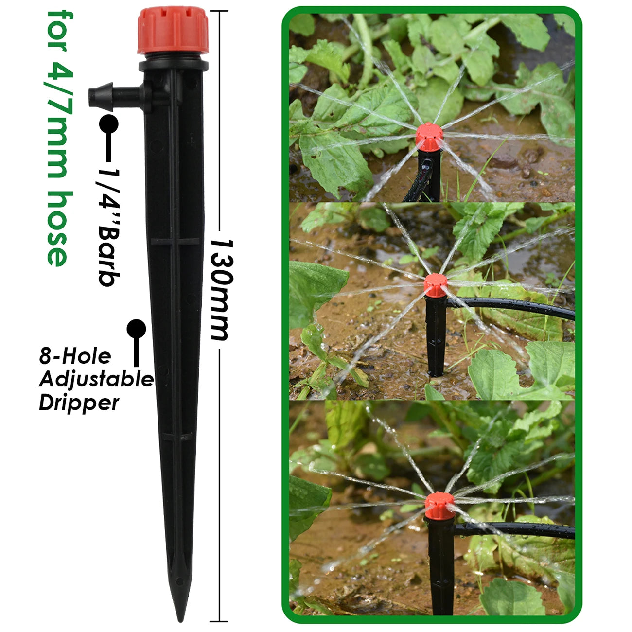 KESLA Garden Drip Irrigation 1/4'' 13cm Sprinkler Automatic Watering System Kit for Bonsai Pot Plant Flower Vegetable Greenhouse