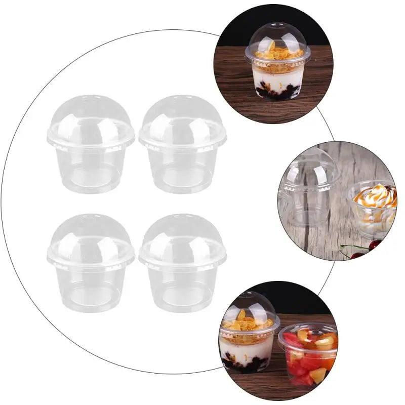 Cups Dessert Plastic Bowls Cup Ice Bowl Containers Cream Disposable Lids Fruit Clear Food Pudding With Lid Salad