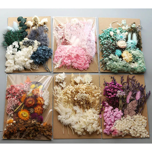 1 Bag Artificial Plants Dried Real Flowers Preserved Materials Epoxy Resin Candles DIY Floral Materials Hydrangea Set Flowers