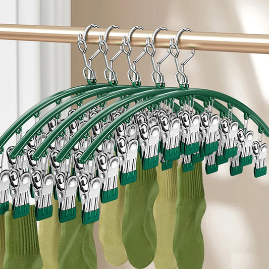 New Multi-clip Stainless Steel Laundry Drying Rack Home Use Clothes Hanger No Trace Anti-slip Baby Underwear Socks Rack