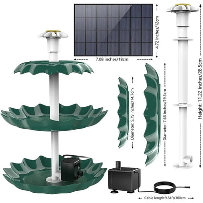 Three Layer Flowing Solar Fountain with 3.5W Solar Water Pump and Detachable DIY Bird Bath Garden Fountain in Three Colors