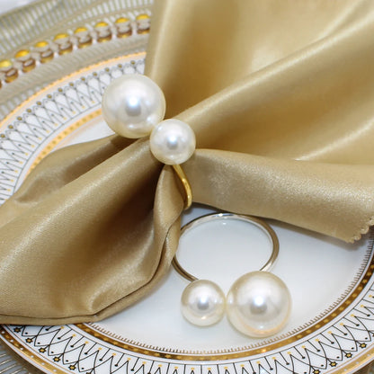 Dvinana 6/12/24Pcs Pearl Napkin Rings Gold Napkin Ring Holders for Wedding Party Formal or Casual Dinning Table Decor HWP23