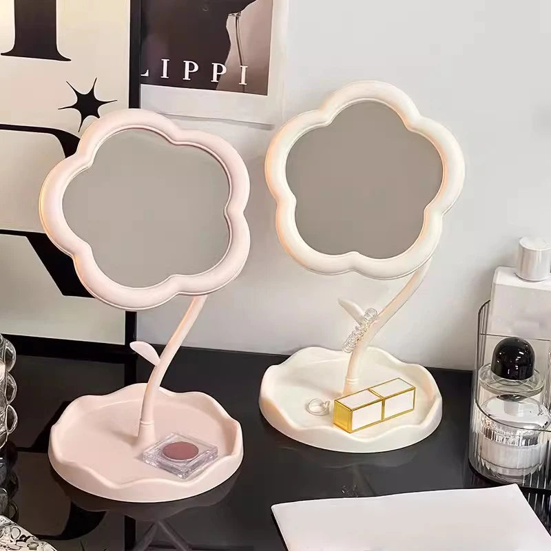 Flower Shaped Mirror Decorative Mirrors Makeup Mirror Multifunctional Jewelry Storage Room Tabletop Mirror Home Table Decor