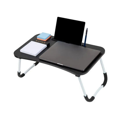 Foldable Bed Tray, Lap Desk with Fold-Up Legs, Freestanding Portable Table for Laptop, Tablet, Reading, Black