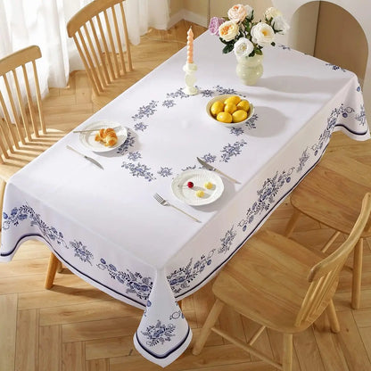 Summer Rectangle Tablecloths Spring Blue White WaterProof Table Cover Holiday Wedding Party Home Kitchen Dining Room Table Decor