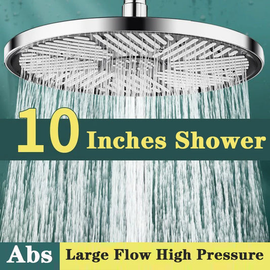 10 Inches Large Flow Supercharge Rainfall Shower Head Black High Pressure Water Saving Ceiling Mounted Shower Faucet Accessories