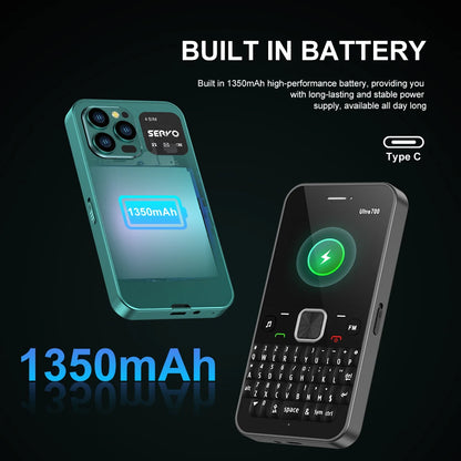 Original SERVO Ultra700 NFC Unlocking Handset Phone 4 SIM 2G GSM Call Recording Flashlight Qwerty Keyboard Mobile Phones Type-C