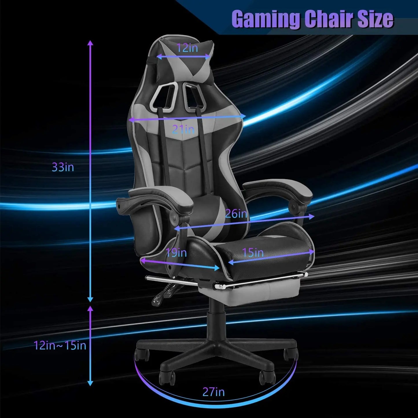 Game Office Chair Adjustable High Back Leather Computer Chair