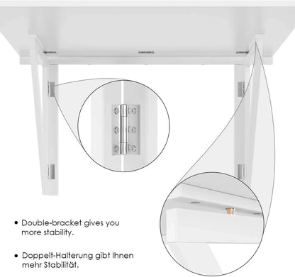 Homfa Made Of Wood Folding Table For Wall Space Saver Computer Desk And Multi-Purpose Coffee Table White