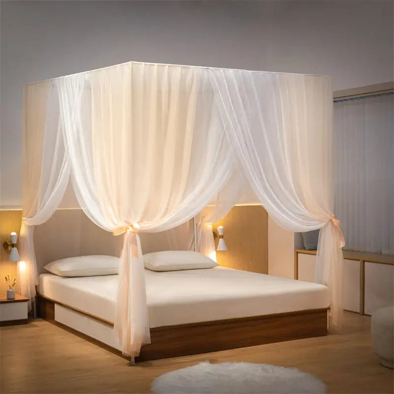 Aesthetic Palace bed Mosquito Net Bed Canopy four door Double Layer Bed Valance room wedding decoration Bed cover bed Curtains