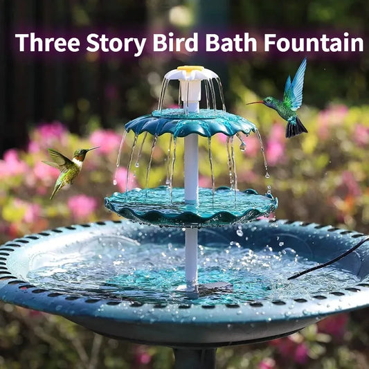 Three Layer Flowing Solar Fountain with 3.5W Solar Water Pump and Detachable DIY Bird Bath Garden Fountain in Three Colors